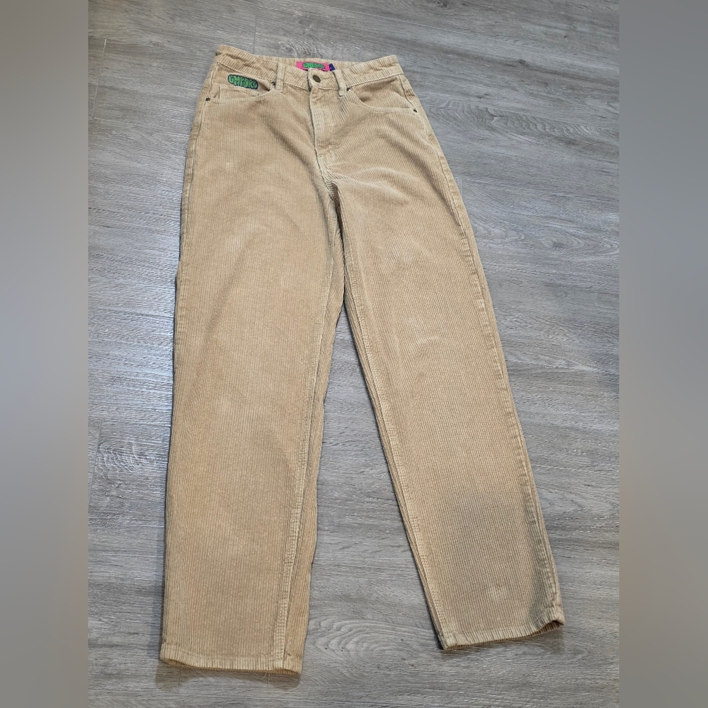 Empyre Tori 90's Cordory Skate Pants Khaki Womans Sz 4 High Waist Loose Fit